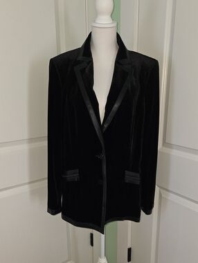 Karl Lagerfeld Black Velvet Blazer with PL Trim